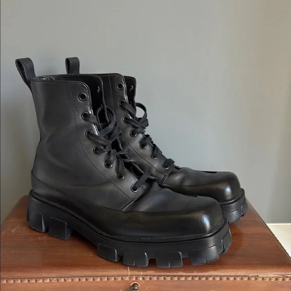 Prada Black Leather Men's Boots - Picture 1 of 8